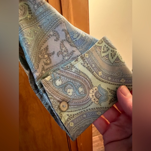 Lafayette 148 New York Button Up Short Muted Paisley Silk Long Sleeve Blouse 6 - Picture 11 of 15